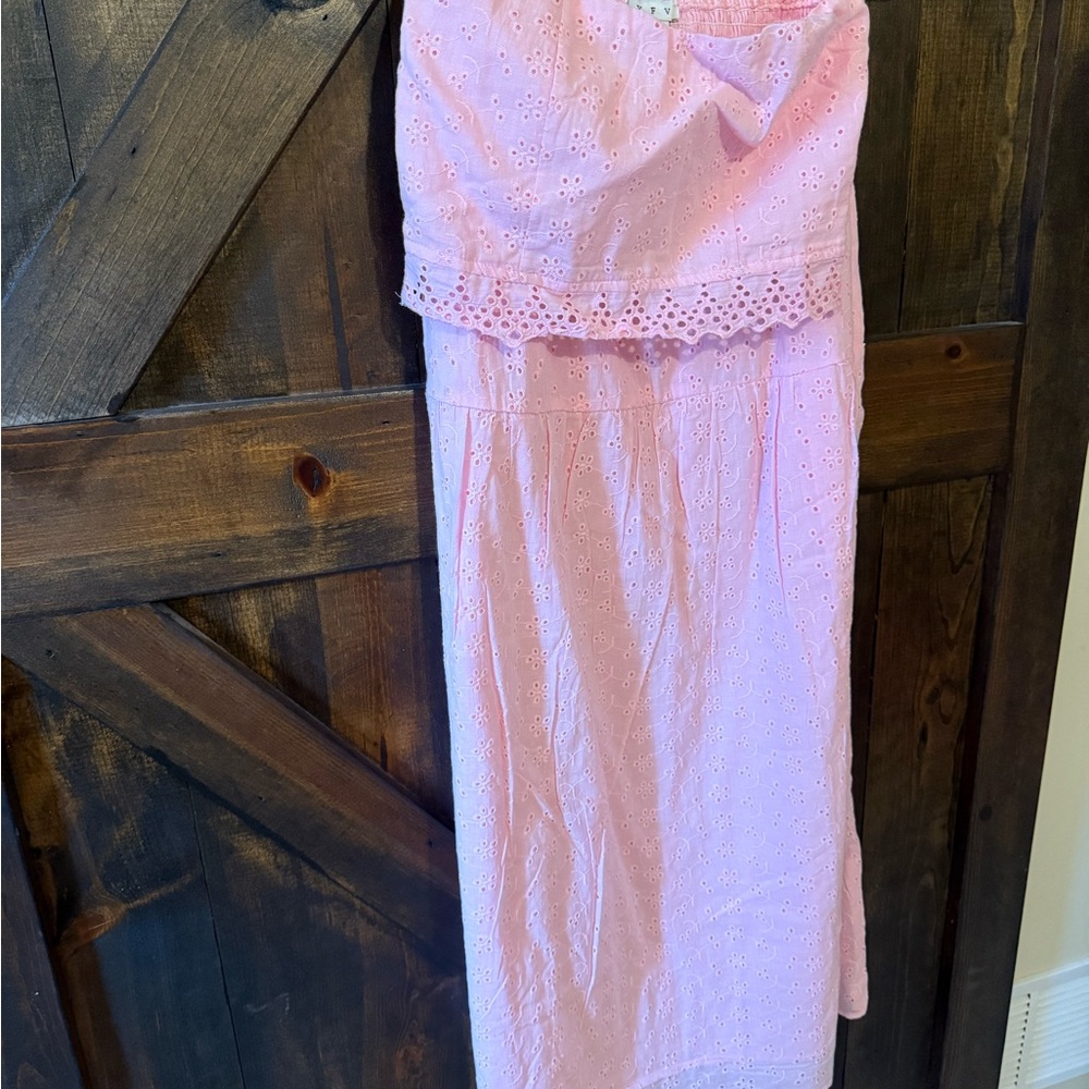 Pink Eyelet two piece skirt and top